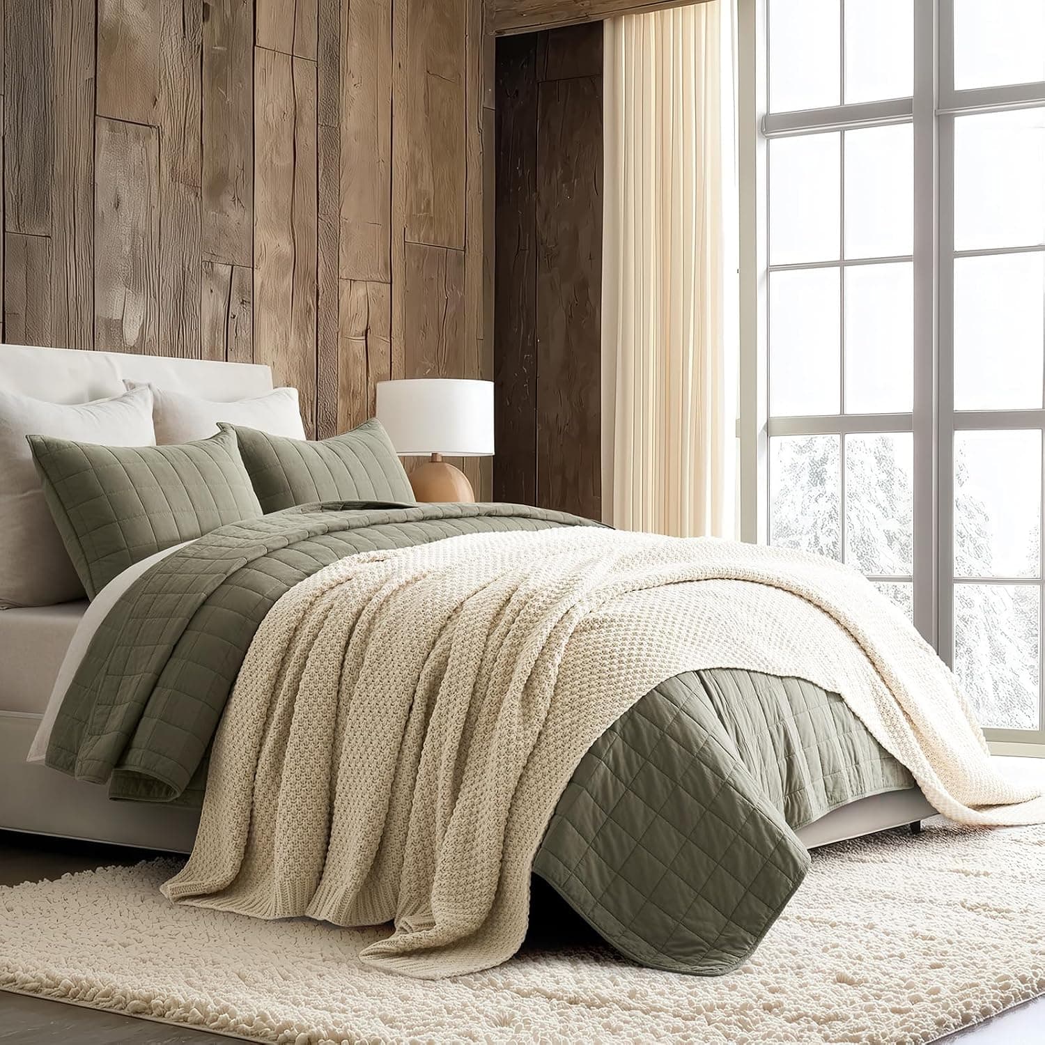 EVERGRACEHOME Chunky Chenille Knit Throw Blanket, 108x92, Beige — photo 5