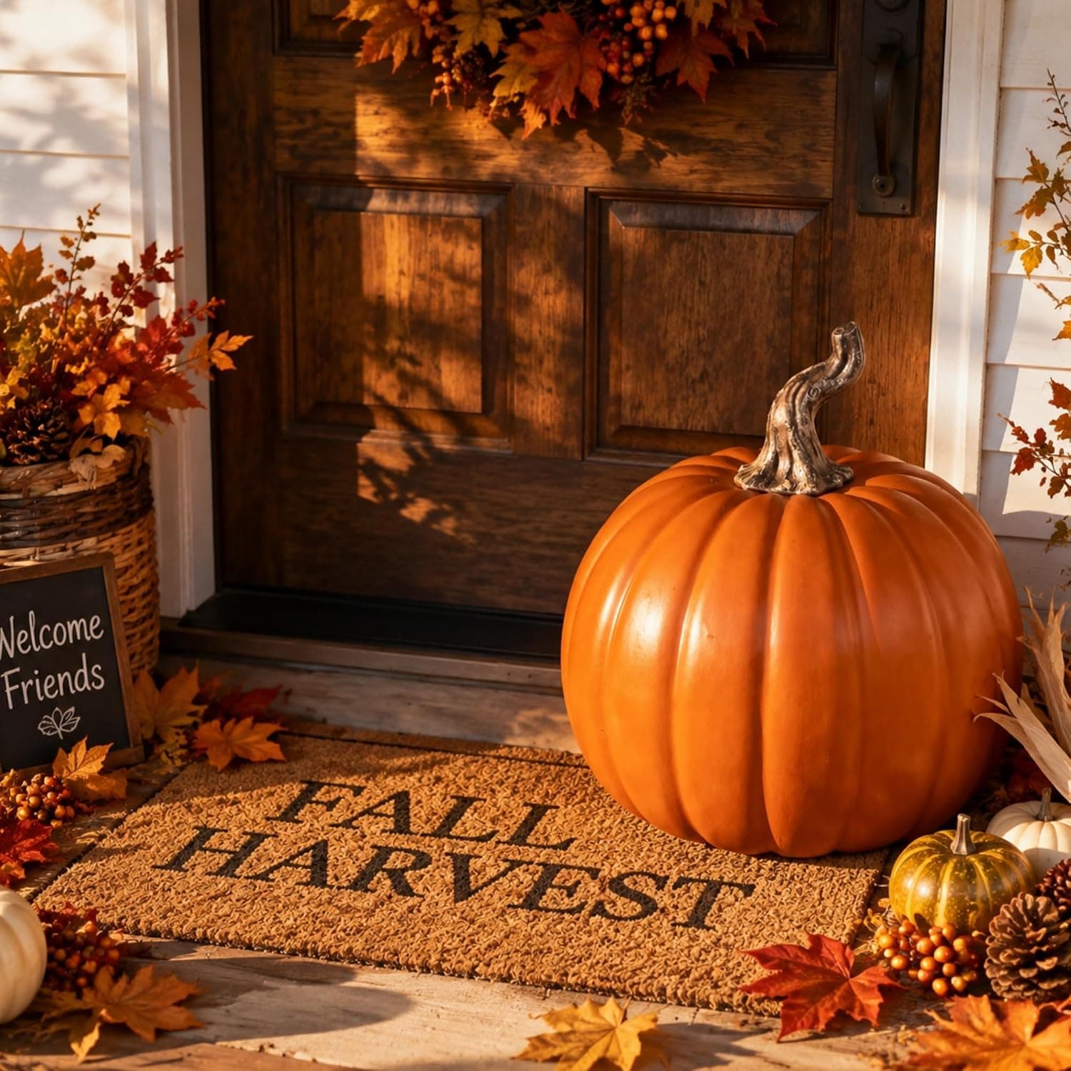 Sintuff Large Fall Pumpkin Decoration Foam Pumpkin 12inch Orange for Porch