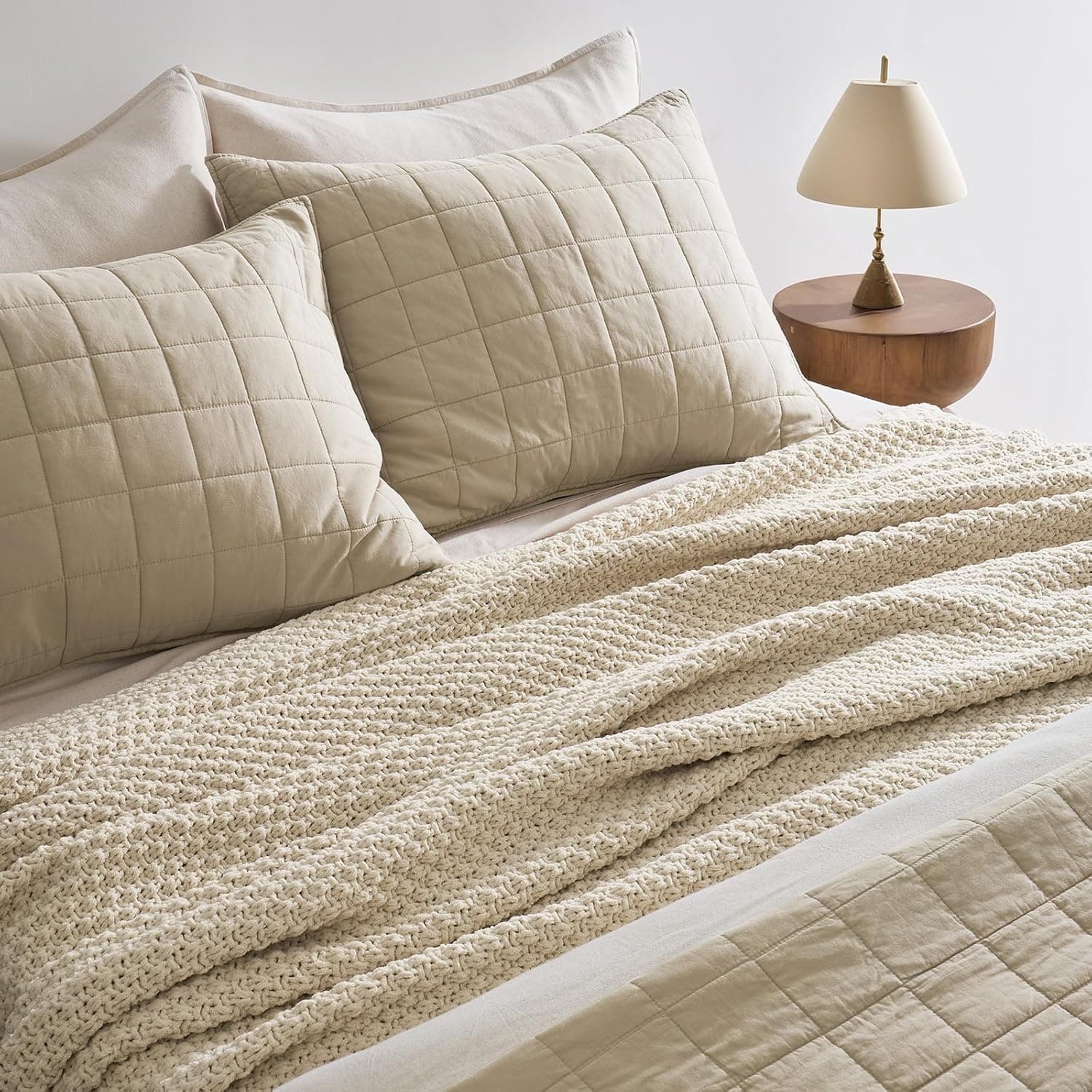 EVERGRACEHOME Chunky Chenille Knit Throw Blanket, 108x92, Beige — photo 3