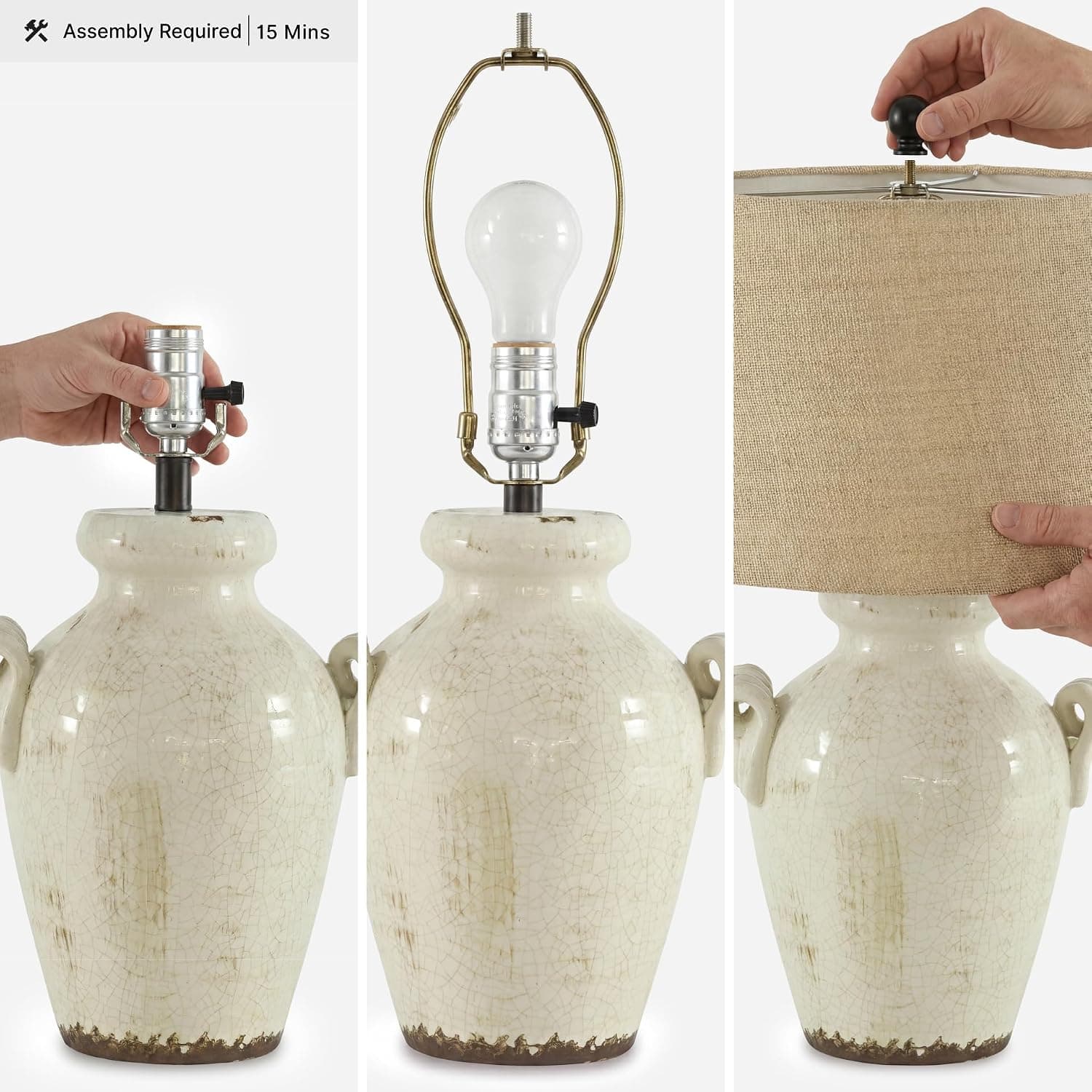 Signature Design by Ashley 27-Inch Farmhouse Ceramic Table Lamp, Cream — photo 3
