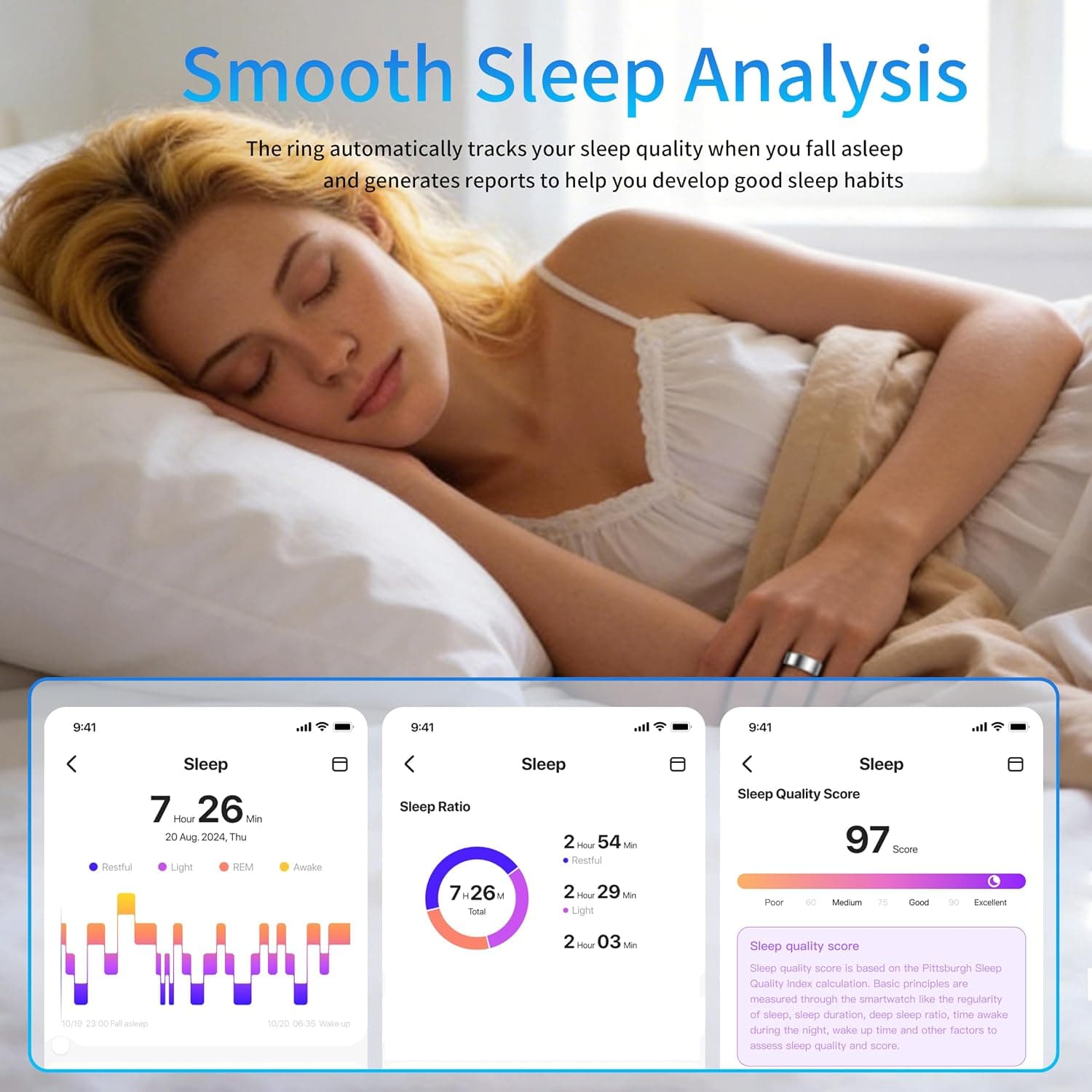 Women Men Smart Ring Health Tracker, Sleep Exercise Health Monitoring Wearable Device, IP68 Waterproof, iOS/Android Compatible, No Subscription Required, 5‑Day Long Lasting Battery (Rose Gold, 8) — photo 4