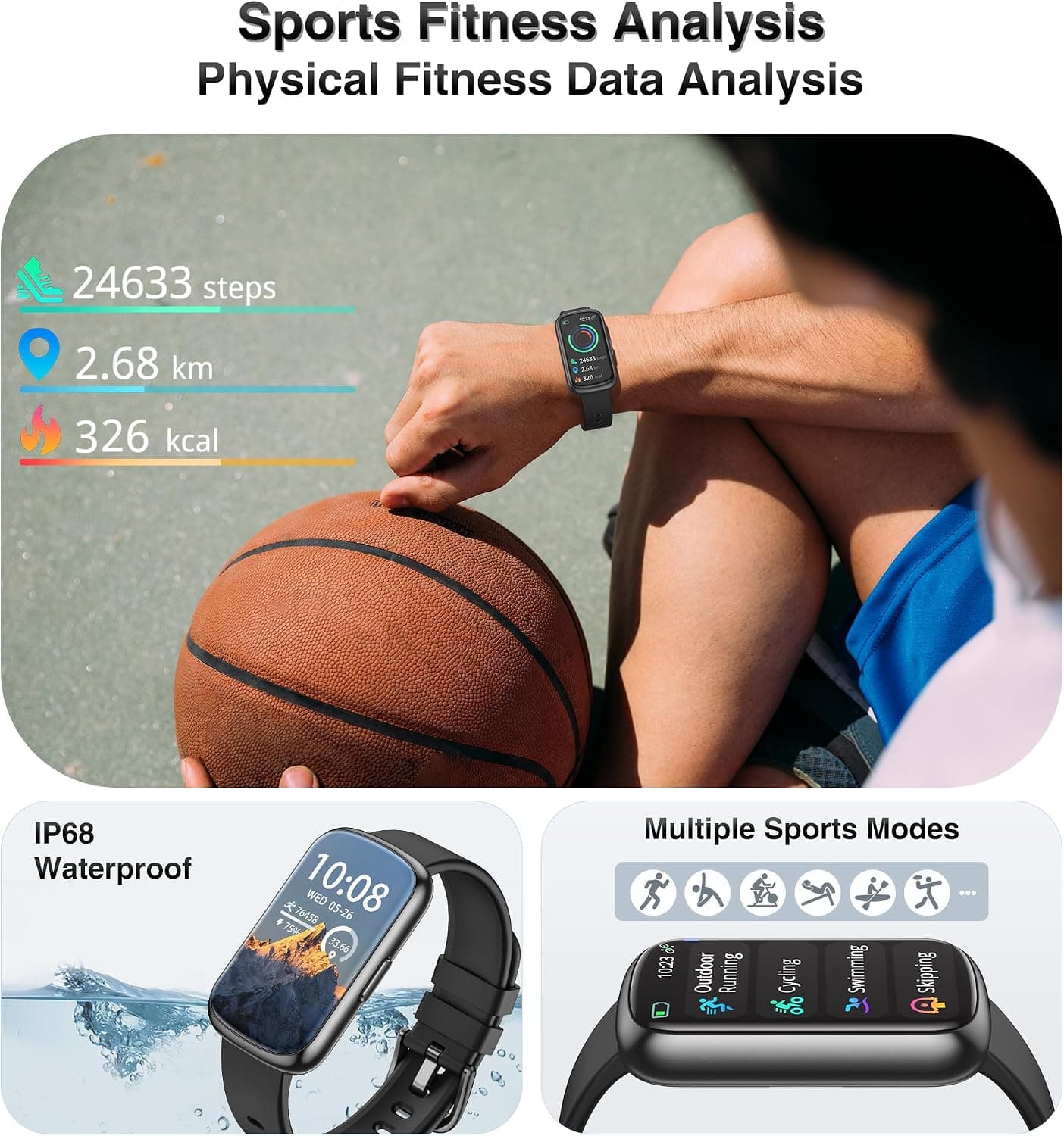 Fitness Tracker, Smart Watches for Women Men with 24/7 Heart Rate/Blood Pressure/Blood Oxygen Monitor, Sleep Tracker, Calories&Step Counter, IP68 Waterproof Health Activity Trackers for Android&iPhone — photo 4