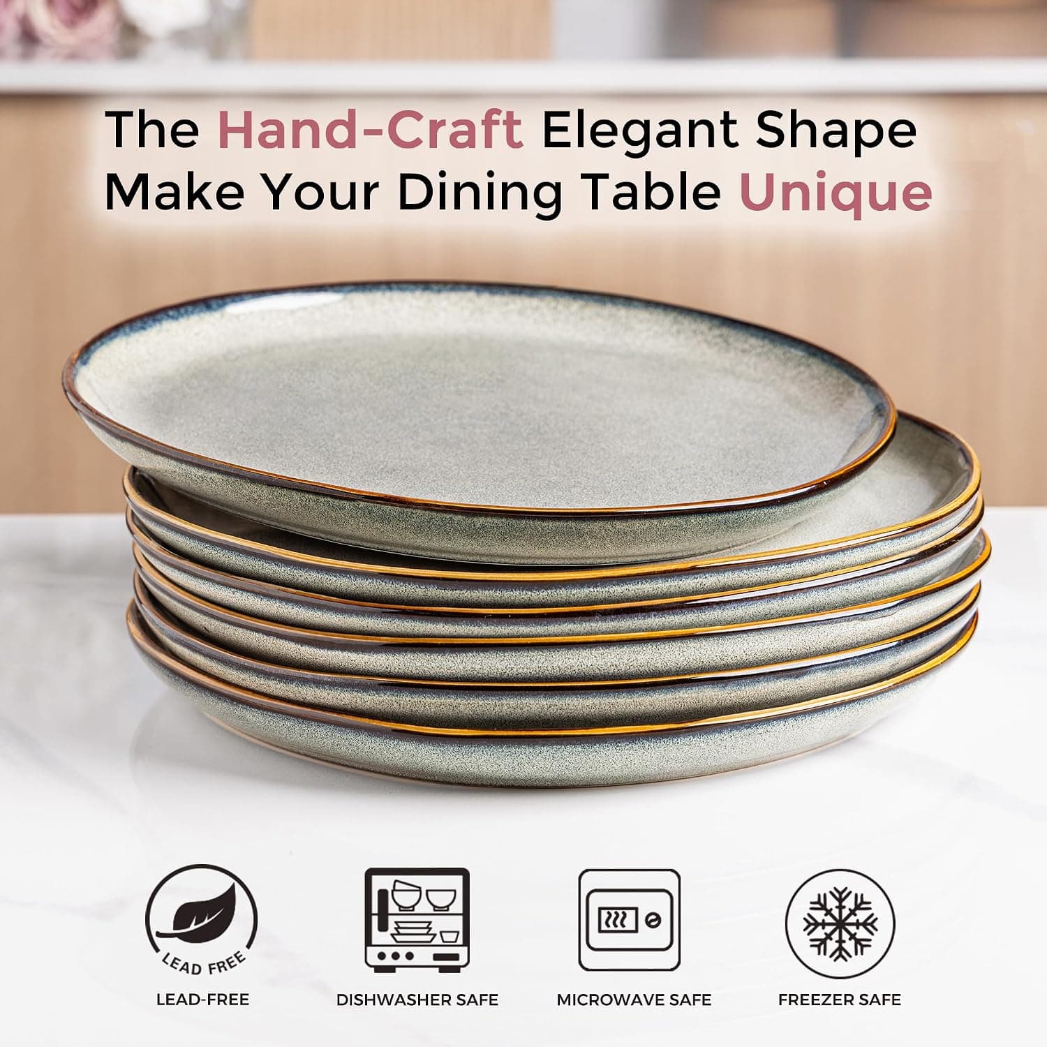 AmorArc Ceramic Dinnerware Sets for 8, 24Pcs Plates and Bowls Sets Dishes — photo 3