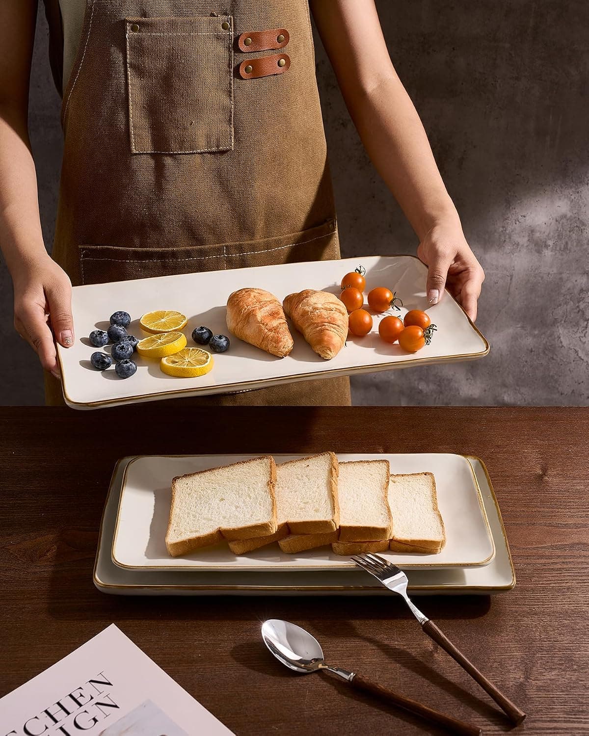Famiware Serving Platters Set of 3 Sizes - Rectangular, Matte White — photo 6