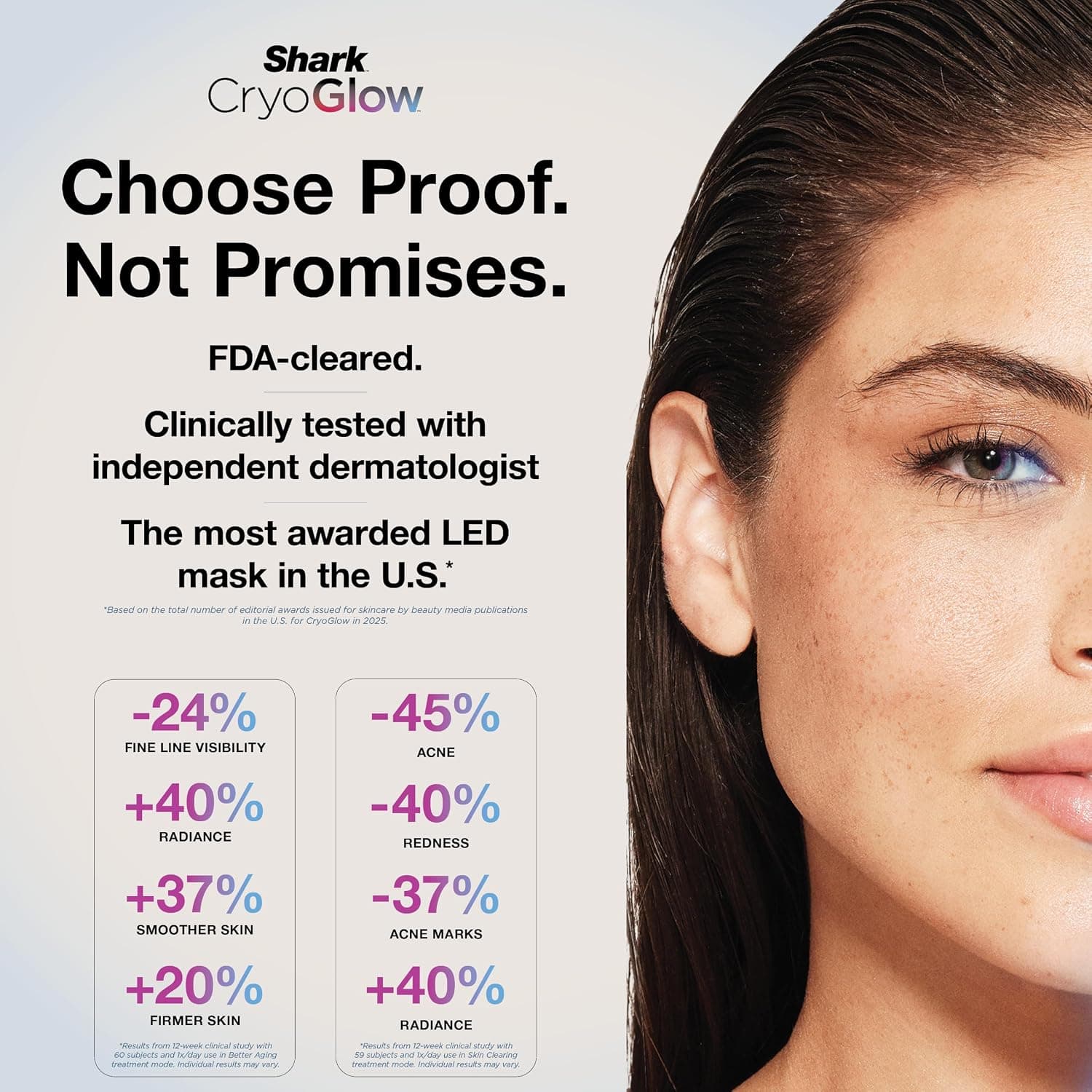 Shark CryoGlow LED Face Mask, Red Light Therapy, Under-Eye Cooling, FW312PL — photo 2