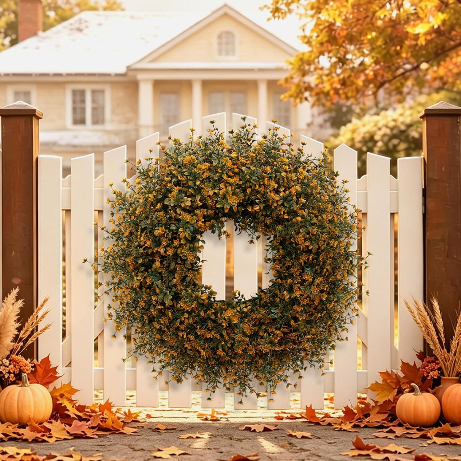 26 Inch Fall Boxwoods Wreaths for Front Door Large Wreath Home Decor — photo 8