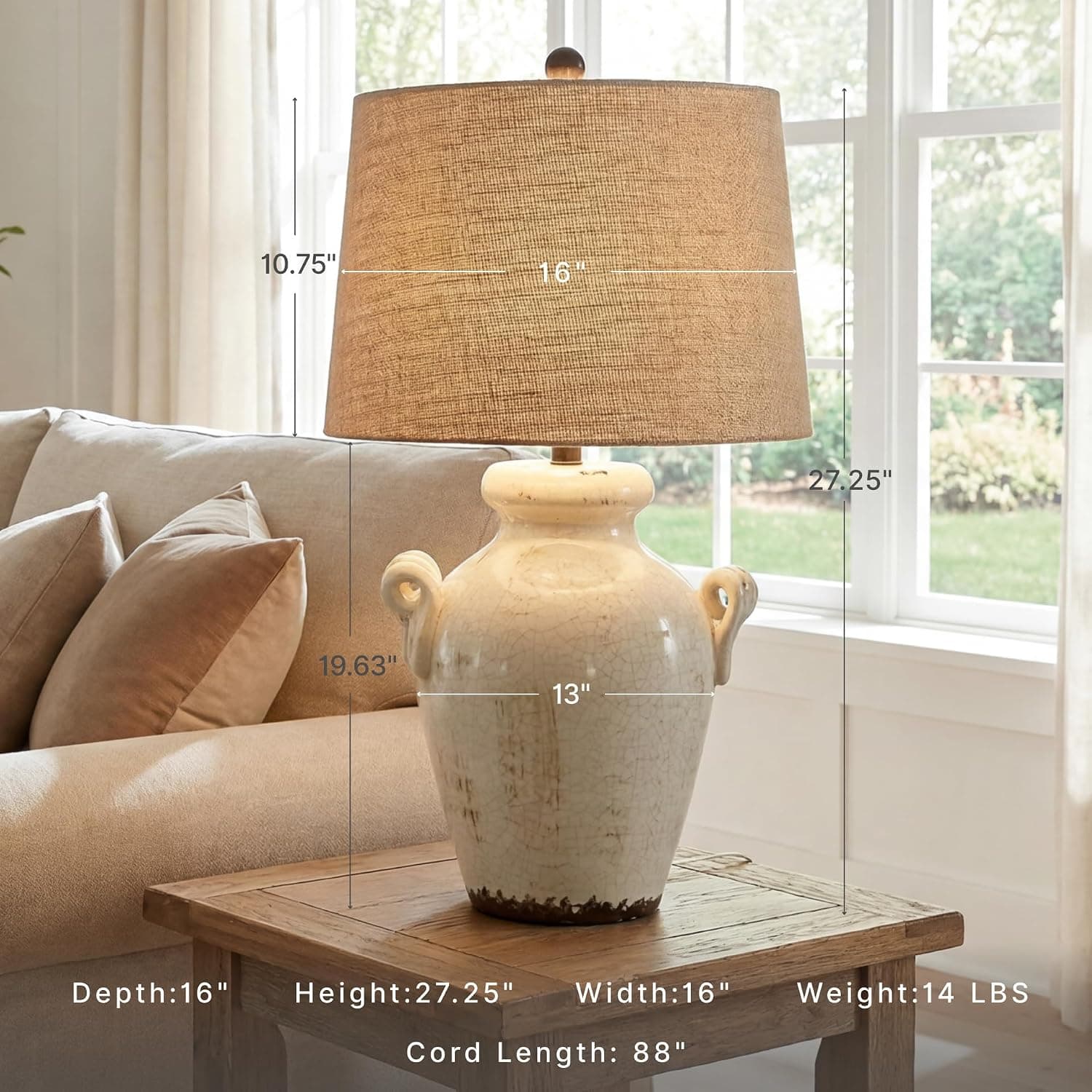 Signature Design by Ashley 27-Inch Farmhouse Ceramic Table Lamp, Cream — photo 2
