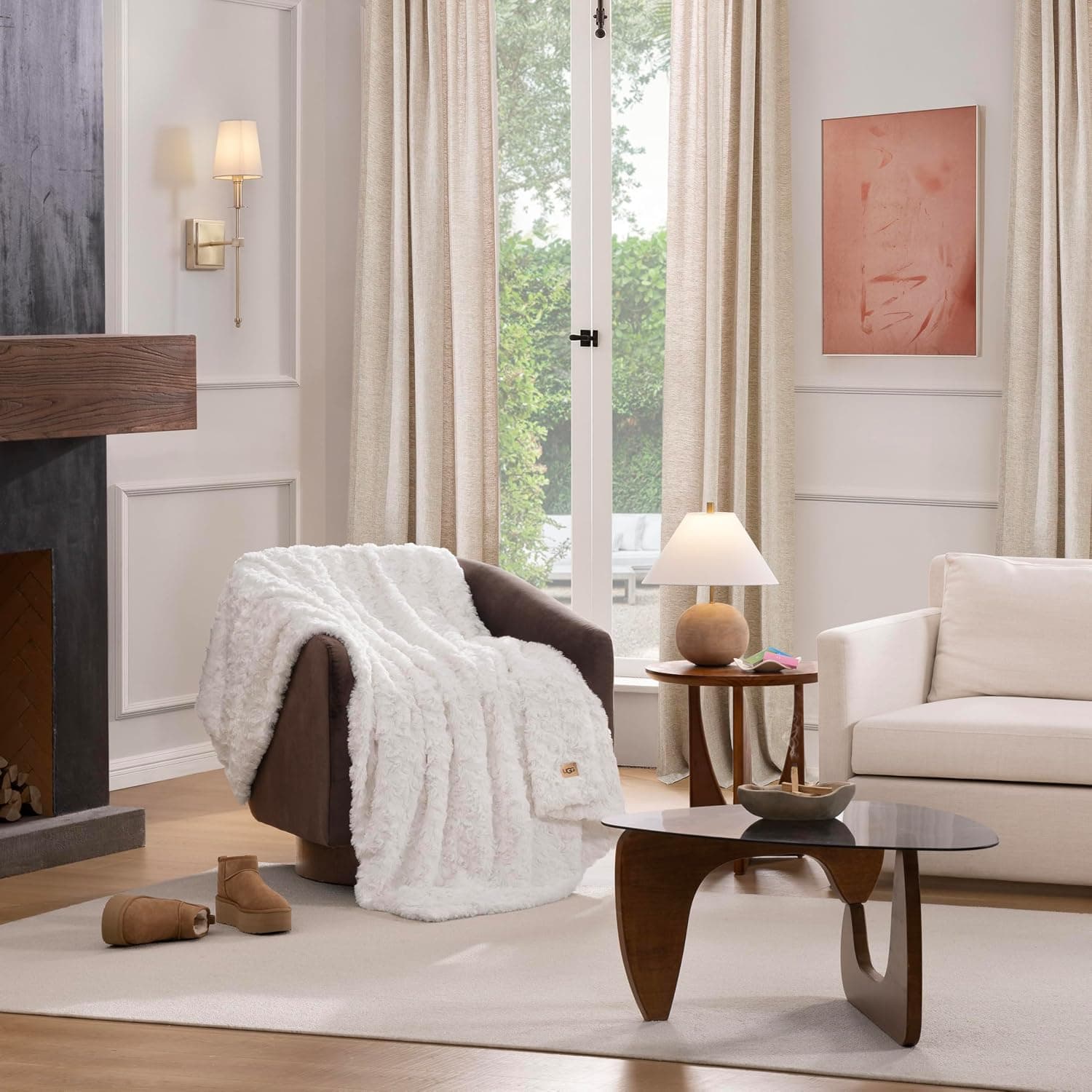 UGG Adalee Throw Blanket for Couch, Faux Fur Blanket, 50" x 70", White — photo 4