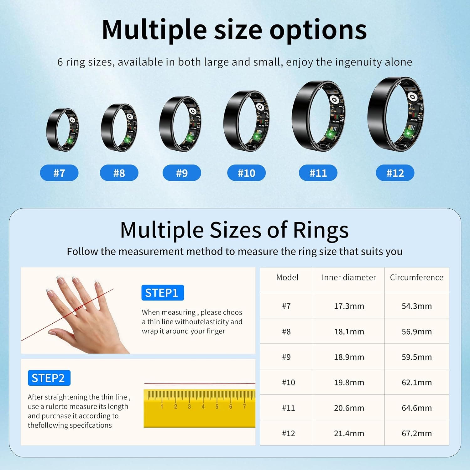 Women Men Smart Ring Health Tracker, Sleep Exercise Health Monitoring Wearable Device, IP68 Waterproof, iOS/Android Compatible, No Subscription Required, 5‑Day Long Lasting Battery (Rose Gold, 8) — photo 2