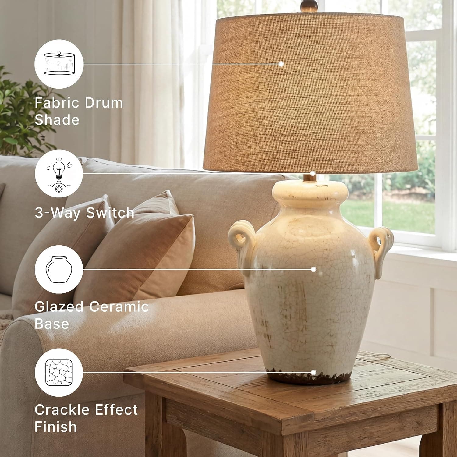 Signature Design by Ashley 27-Inch Farmhouse Ceramic Table Lamp, Cream — photo 7