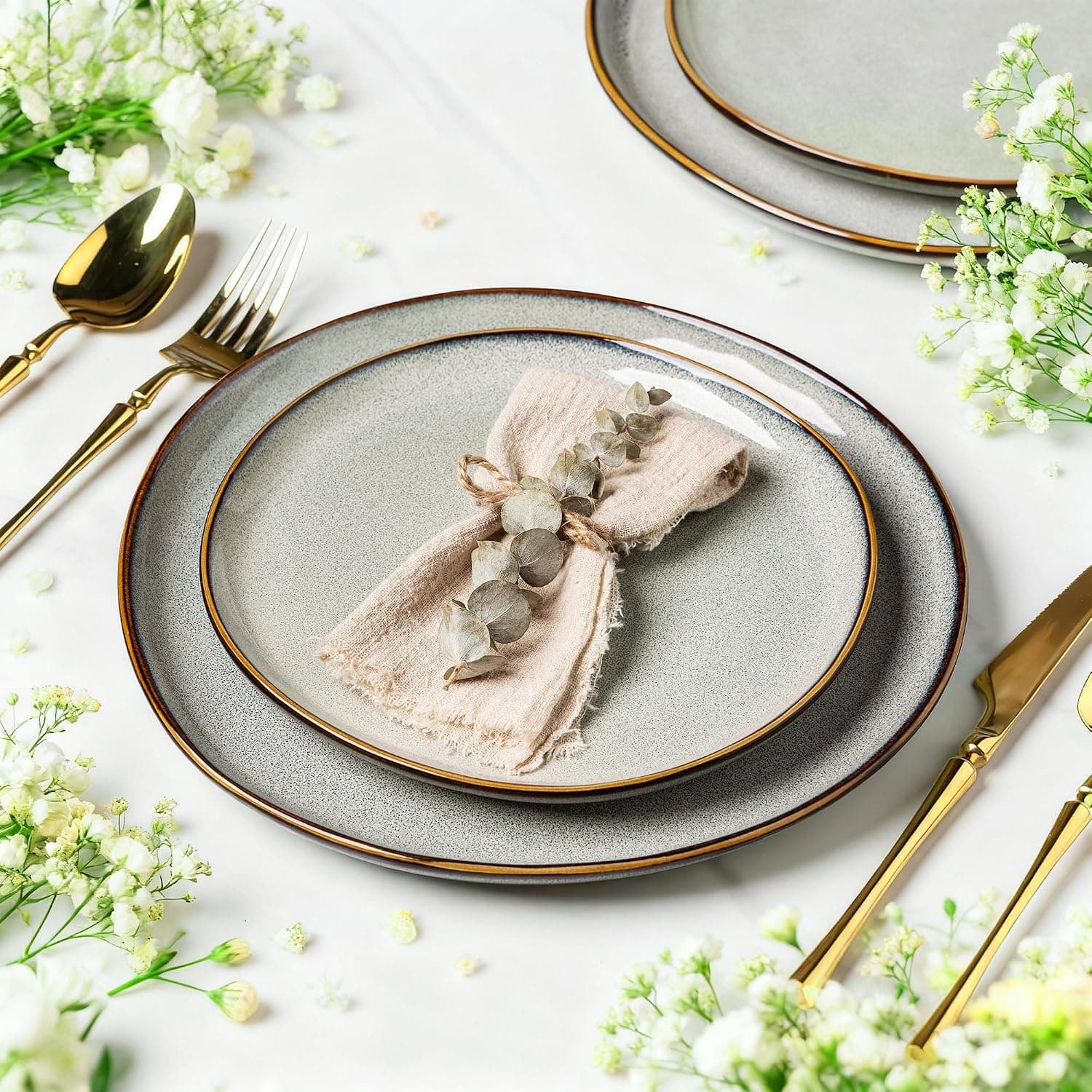 AmorArc Ceramic Dinnerware Sets for 8, 24Pcs Plates and Bowls Sets Dishes — photo 4