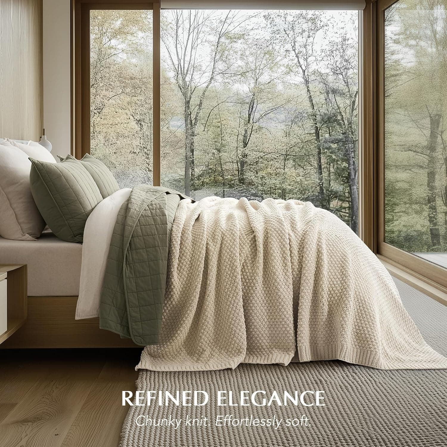 EVERGRACEHOME Chunky Chenille Knit Throw Blanket, 108x92, Beige — photo 6
