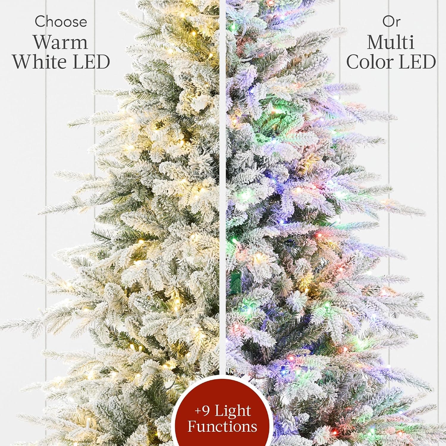 Best Choice Products Full Flocked Aspen Christmas Tree, 9ft Pre-lit Realistic Noble Fir w/ 1,200 Glowing LED Lights, 2-in-1 White & Multicolor — photo 6