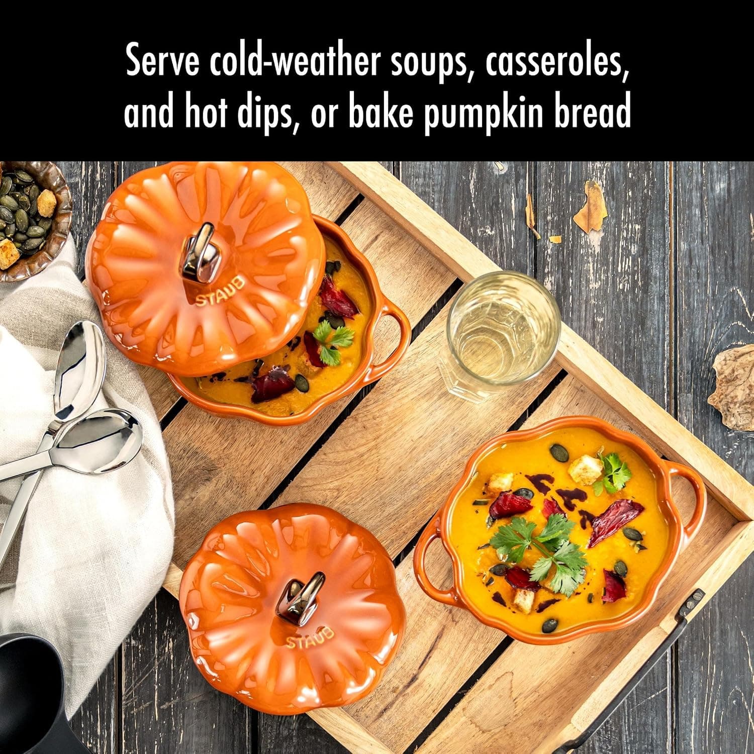 STAUB Ceramic 0.75-qt Petite Pumpkin, Oven & Stove Safe up to 572°F, Pumpkin Dish, Baking Candy Burnt Orange — photo 6