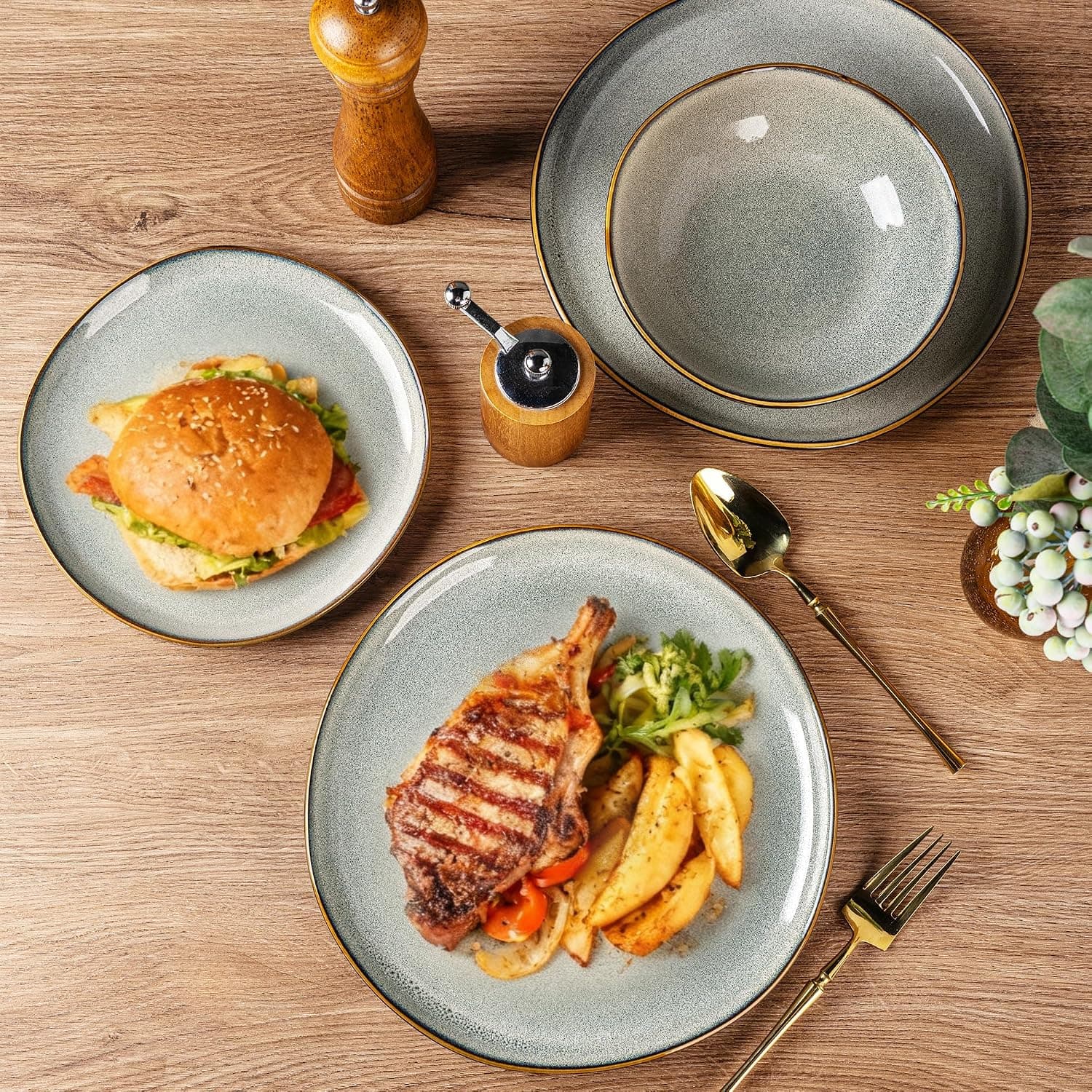AmorArc Ceramic Dinnerware Sets for 8, 24Pcs Plates and Bowls Sets Dishes — photo 5