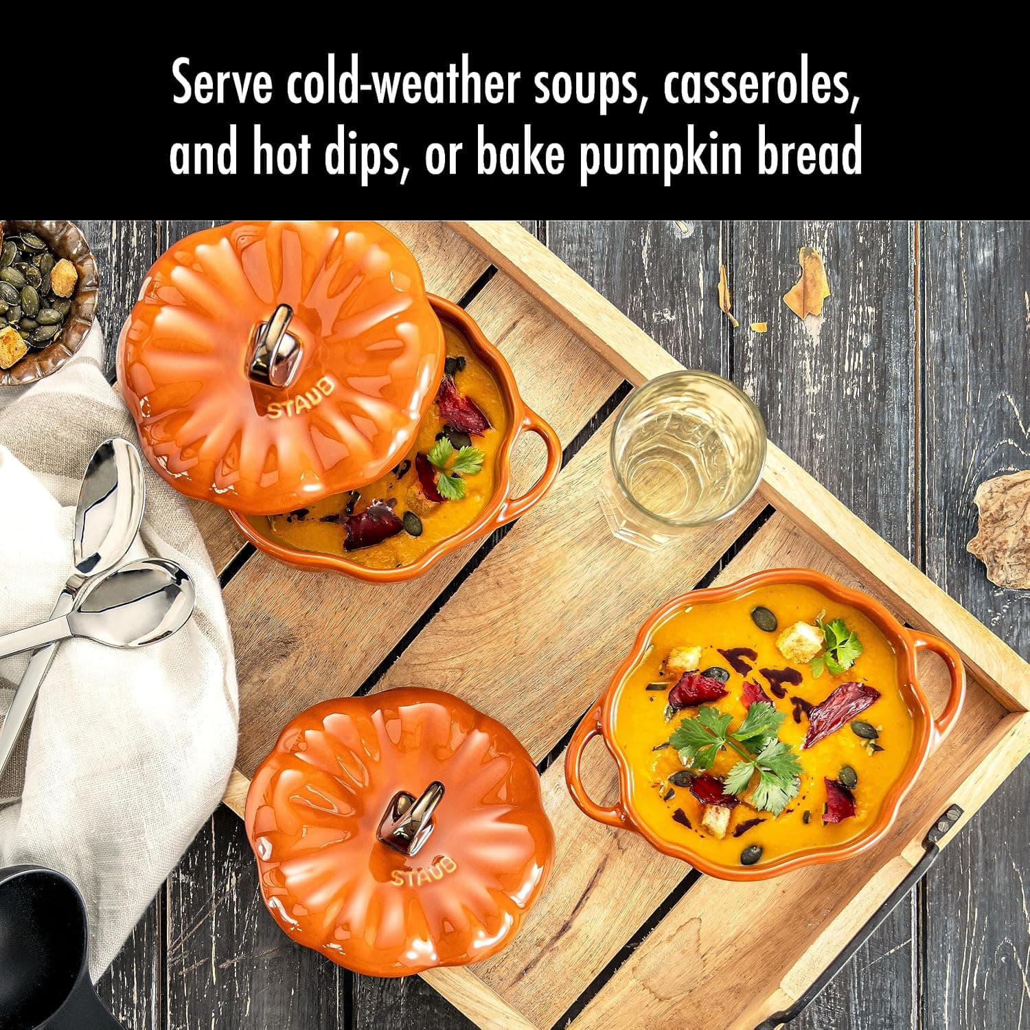 STAUB Ceramic 0.75-qt Petite Pumpkin, Oven & Stove Safe up to 572°F, Pumpkin Dish, Baking Candy Burnt Orange — photo 3