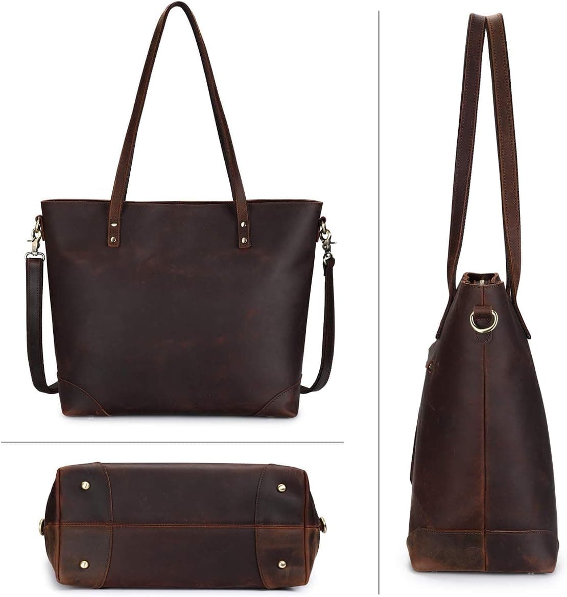 S-ZONEVintage Genuine Leather Shoulder Bag Work Totes for Women Large — photo 7