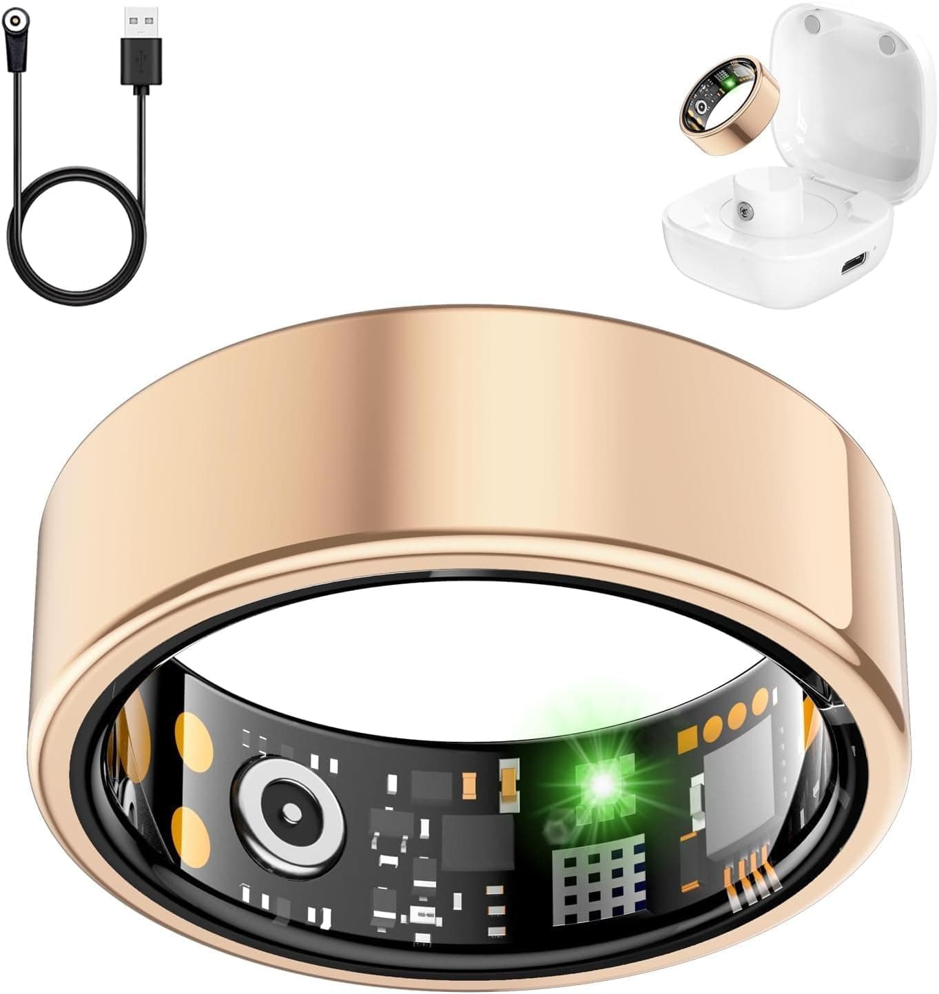 Smart Ring for Women Men, Fitness Ring with Heart Rate, Blood Oxygen,Stress, Sleep Tracker, Step Tracker, Fit Ring No Subscription Fee, IP68 Waterproof Smart Ring for iPhone & Android (Rose Gold, 6#)