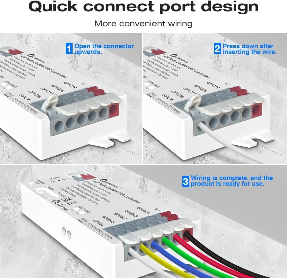 GLEDOPTO ESP32 PWM WLED LED Controller 5 Modes in 1 DC 12-24V WiFi Wireless App Control Easy Wiring DIY Static Dynamic Mode Lighting For Analog RGBCCT RGBW RGB WWCW CCT Dimmer Single Color Strip Light — photo 6