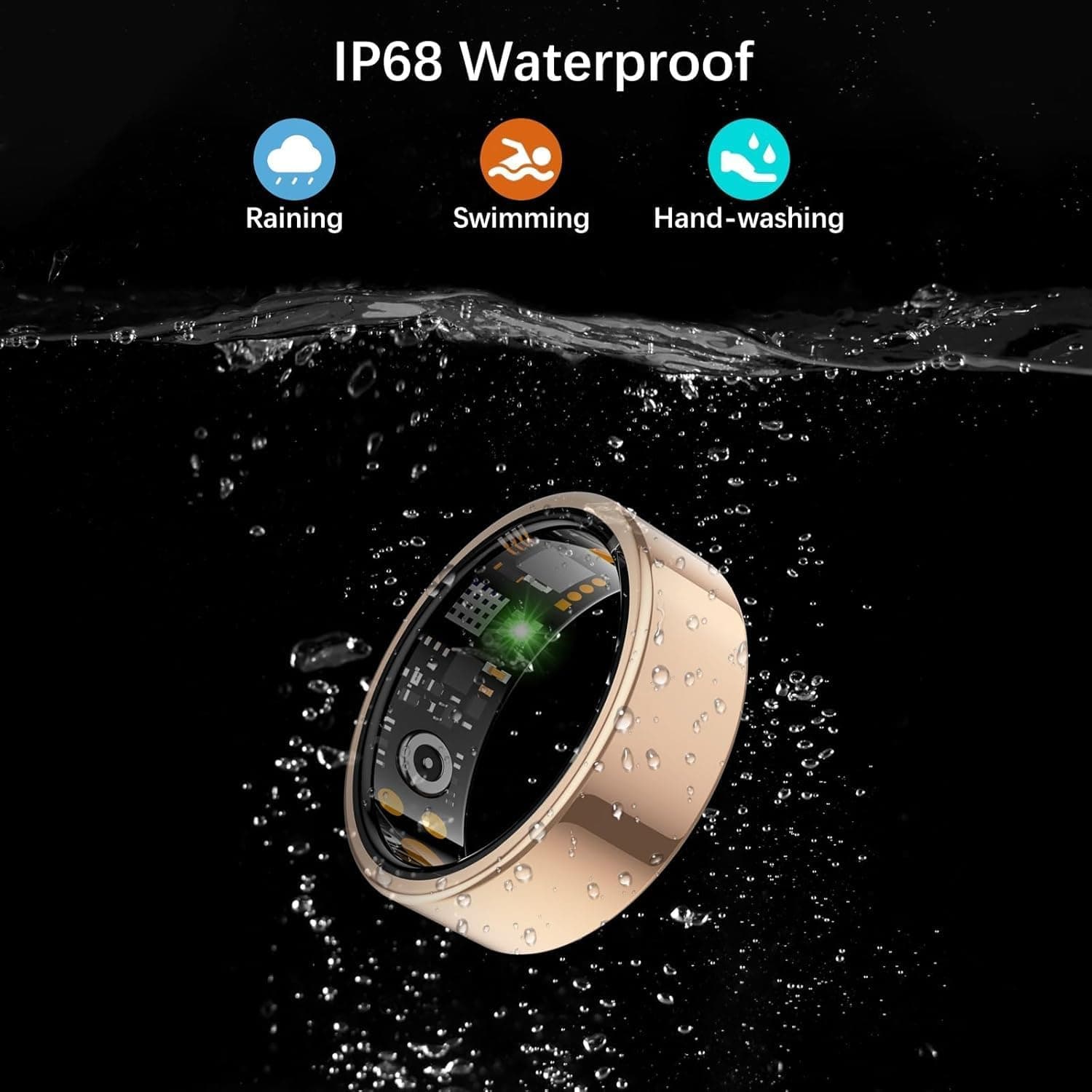 Smart Ring for Women Men, Fitness Ring with Heart Rate, Blood Oxygen,Stress, Sleep Tracker, Step Tracker, Fit Ring No Subscription Fee, IP68 Waterproof Smart Ring for iPhone & Android (Rose Gold, 6#) — photo 6