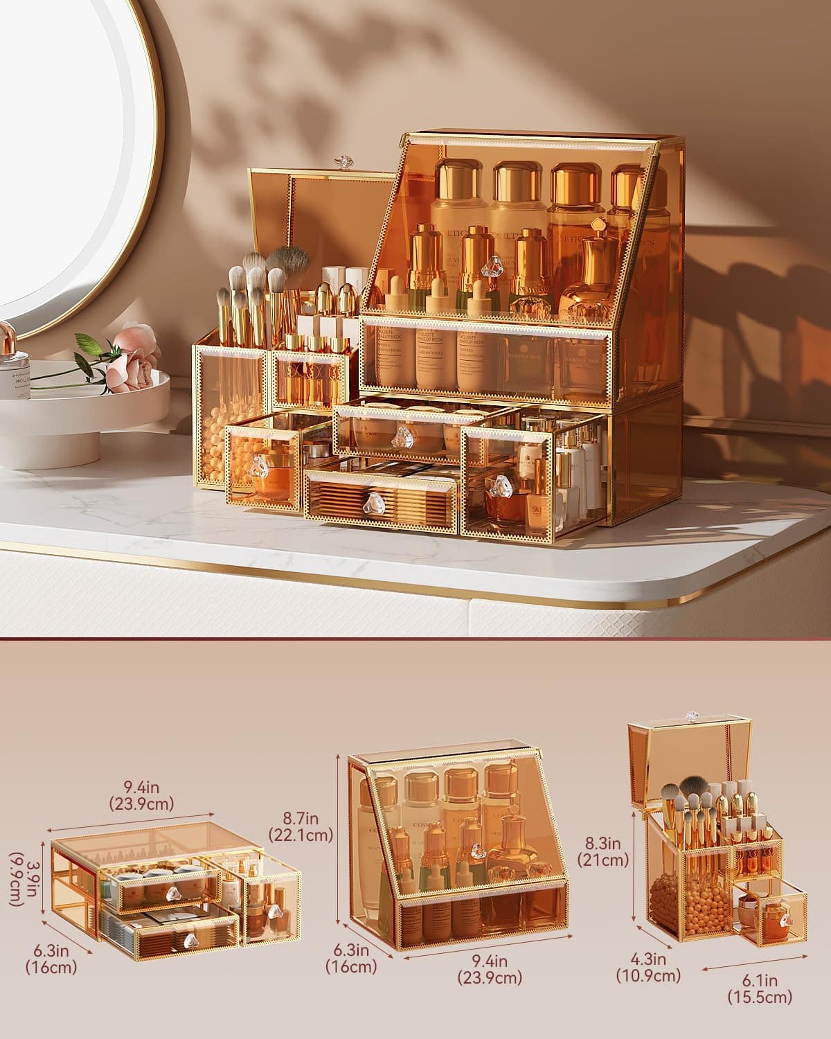 CoralHouse Glass Makeup Organizer with Brush Holder for Vanity — photo 6