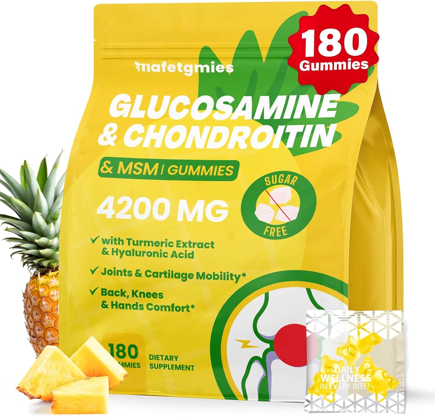 Glucosamine Chondroitin Gummies, Joint Supplements for Men Women, 180 Count