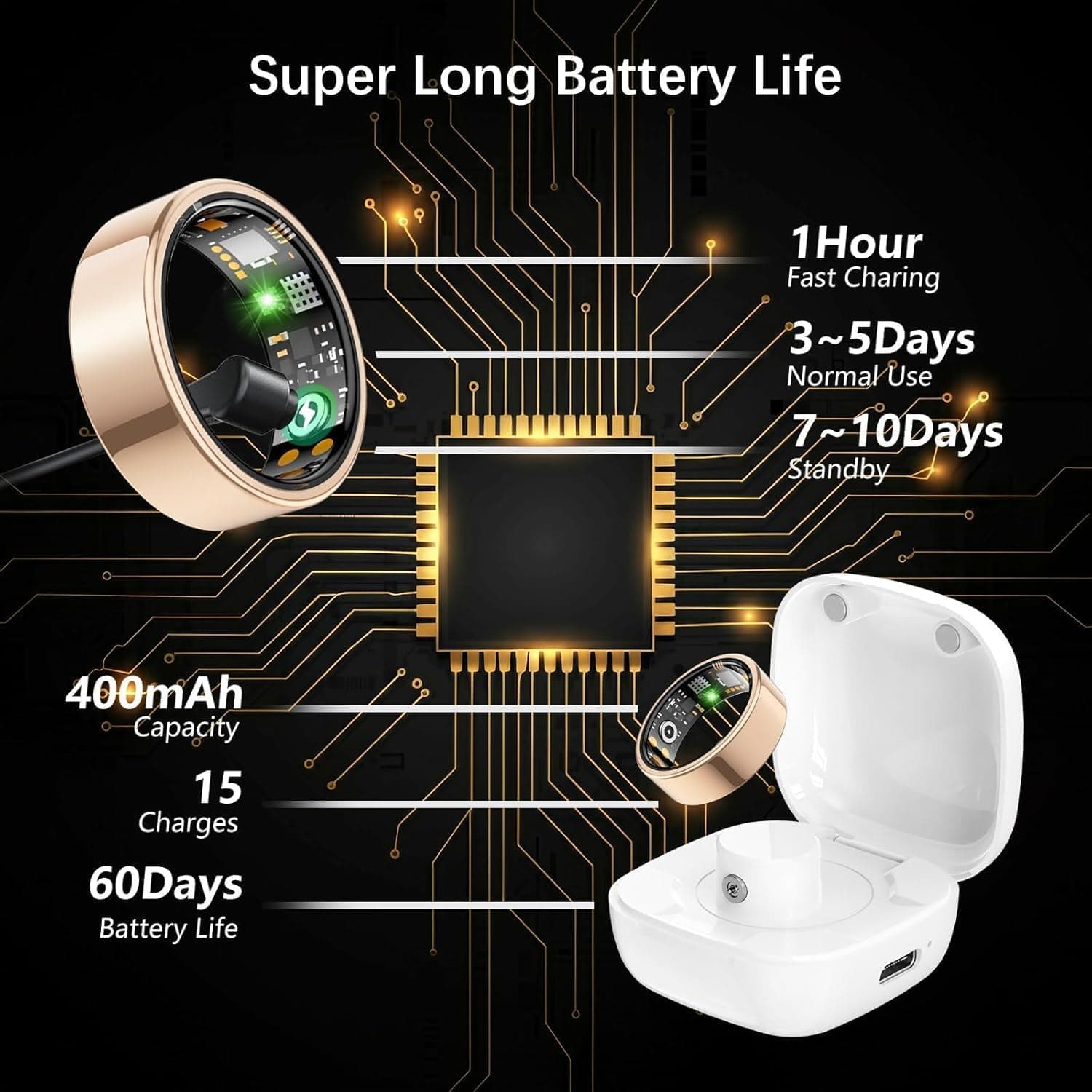 Smart Ring for Women Men, Fitness Ring with Heart Rate, Blood Oxygen,Stress, Sleep Tracker, Step Tracker, Fit Ring No Subscription Fee, IP68 Waterproof Smart Ring for iPhone & Android (Rose Gold, 6#) — photo 7
