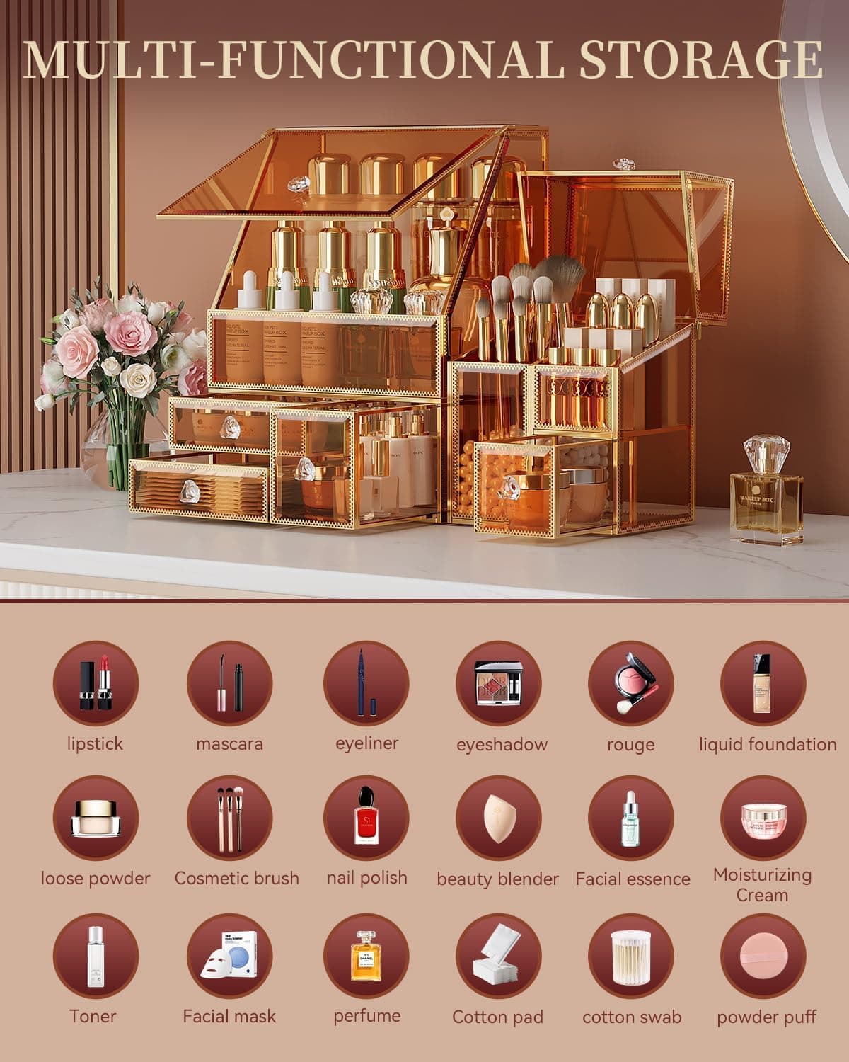 CoralHouse Glass Makeup Organizer with Brush Holder for Vanity — photo 3
