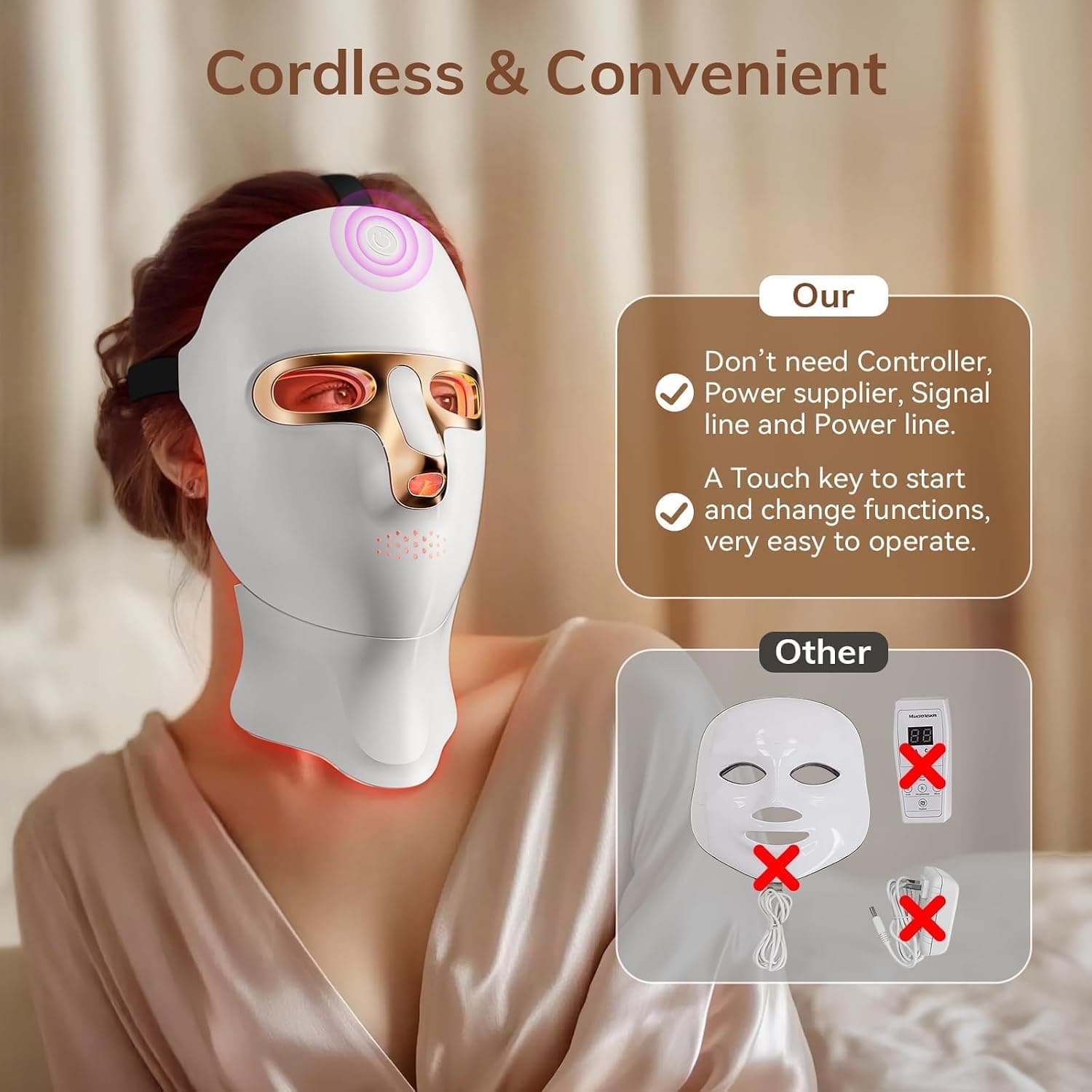 ONLUKY Red Light Therapy Mask USB-C Rechargeable LED Face Mask — photo 4