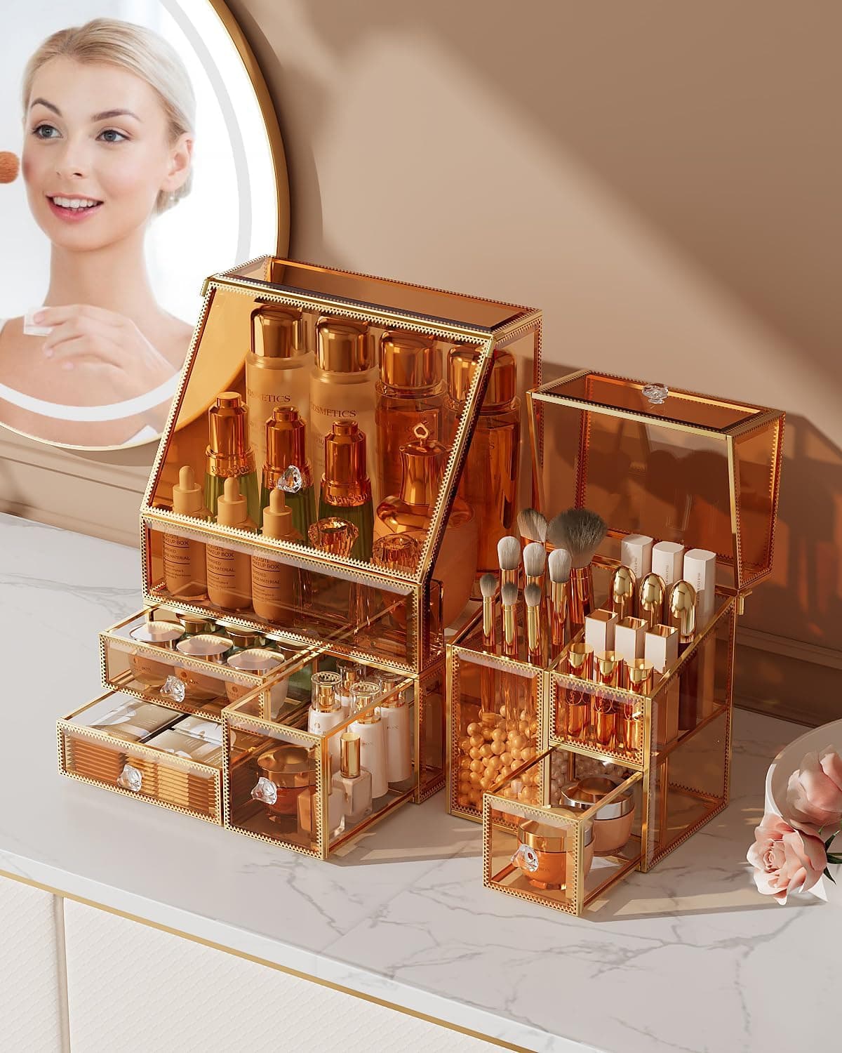 CoralHouse Glass Makeup Organizer with Brush Holder for Vanity — photo 5