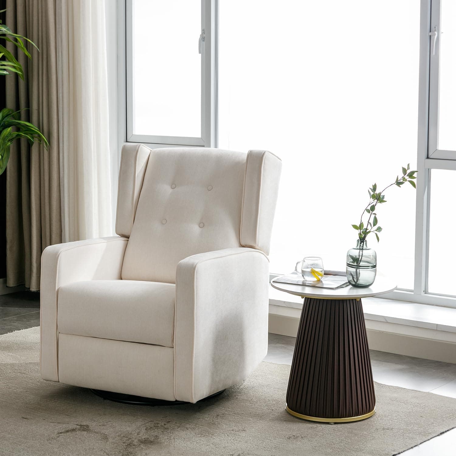 CANMOV Swivel Rocker Recliner Chair, Nursery Glider Chair, Nursery Rocking Chairs, Manual Reclining Chair, White — photo 7