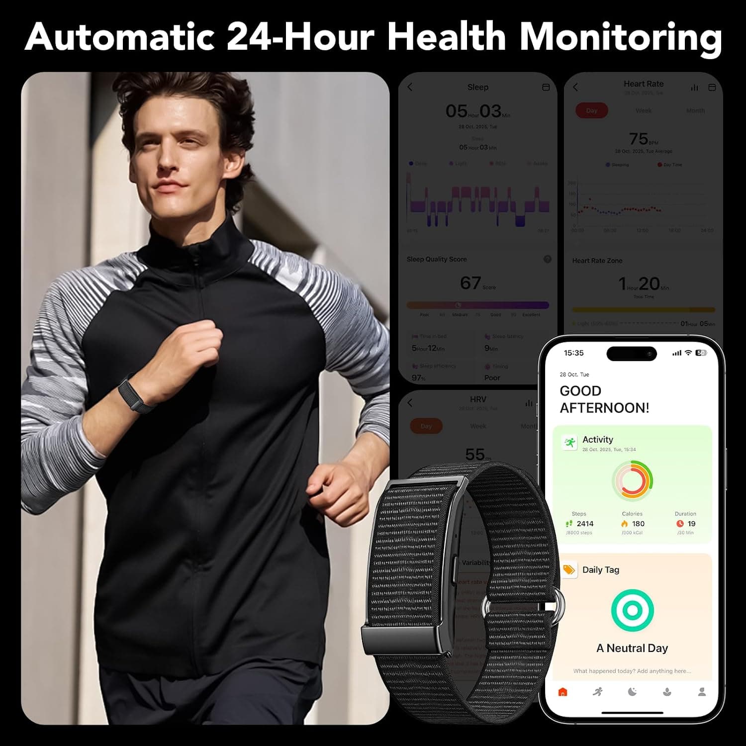 Health Activity Fitness Trackers, 2026 Wearable Smart Bracelet, 120+ Sport Modes Smart Band, All-Day Continuous Heart Rate Blood Pressure Stress HRV Monitor — photo 2