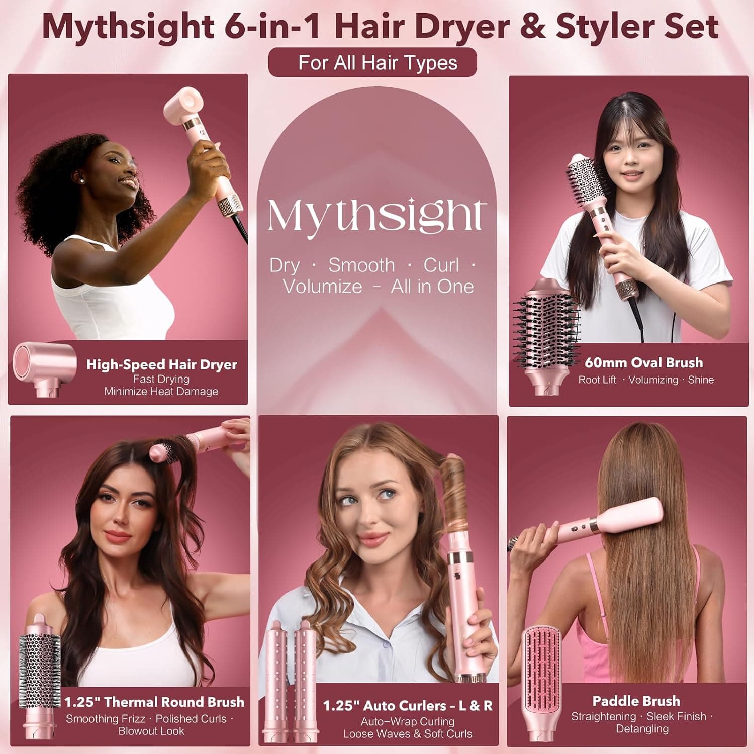 Mythsight StyleVibe 6-in-1 Air Styler with Hair Dryer & Auto-Wrap Curl L/R — photo 2