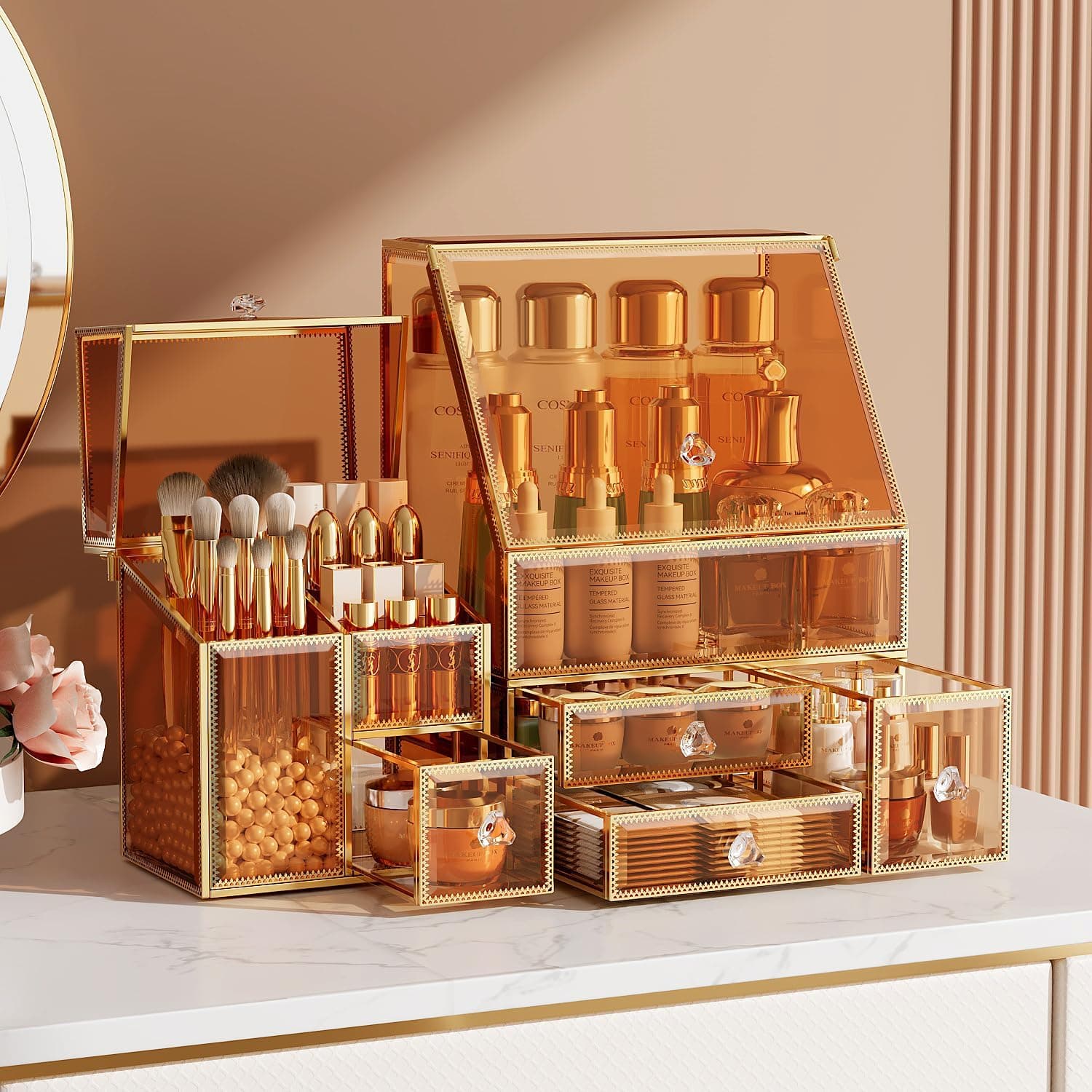 CoralHouse Glass Makeup Organizer with Brush Holder for Vanity — photo 1