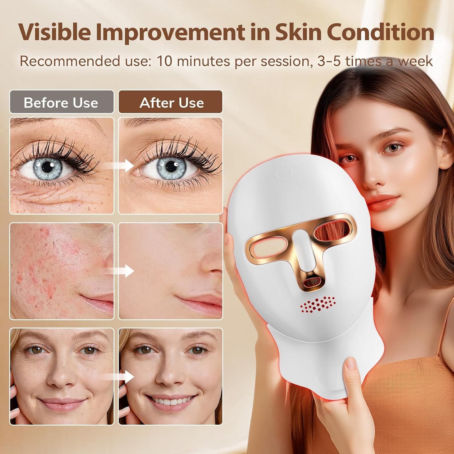 ONLUKY Red Light Therapy Mask USB-C Rechargeable LED Face Mask — photo 3
